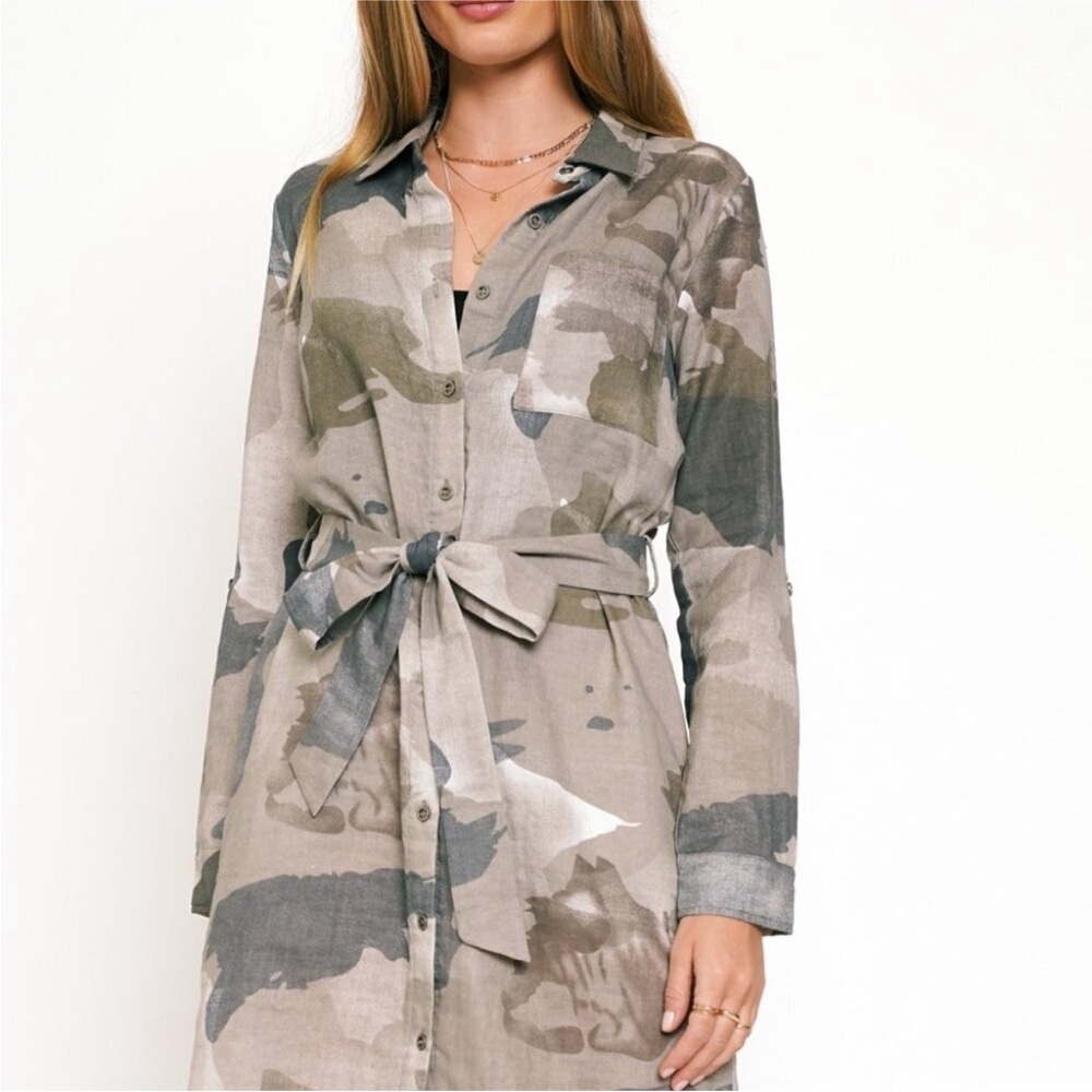 NWT Mystree Gray Camouflage Long Sleeve Dress - Picture 3 of 5